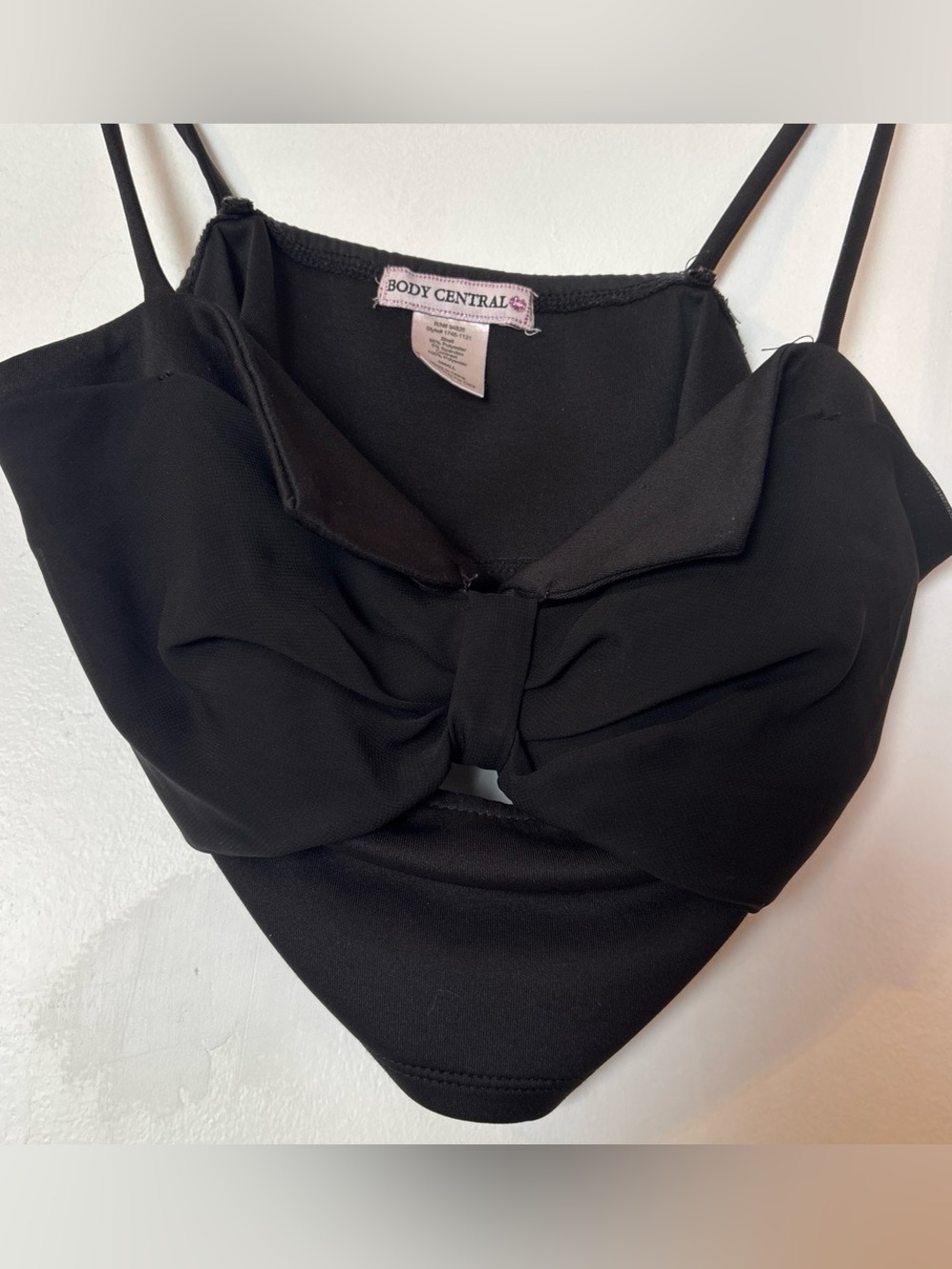 Body Central Black Bow-Front Spaghetti Strap Crop Camisole